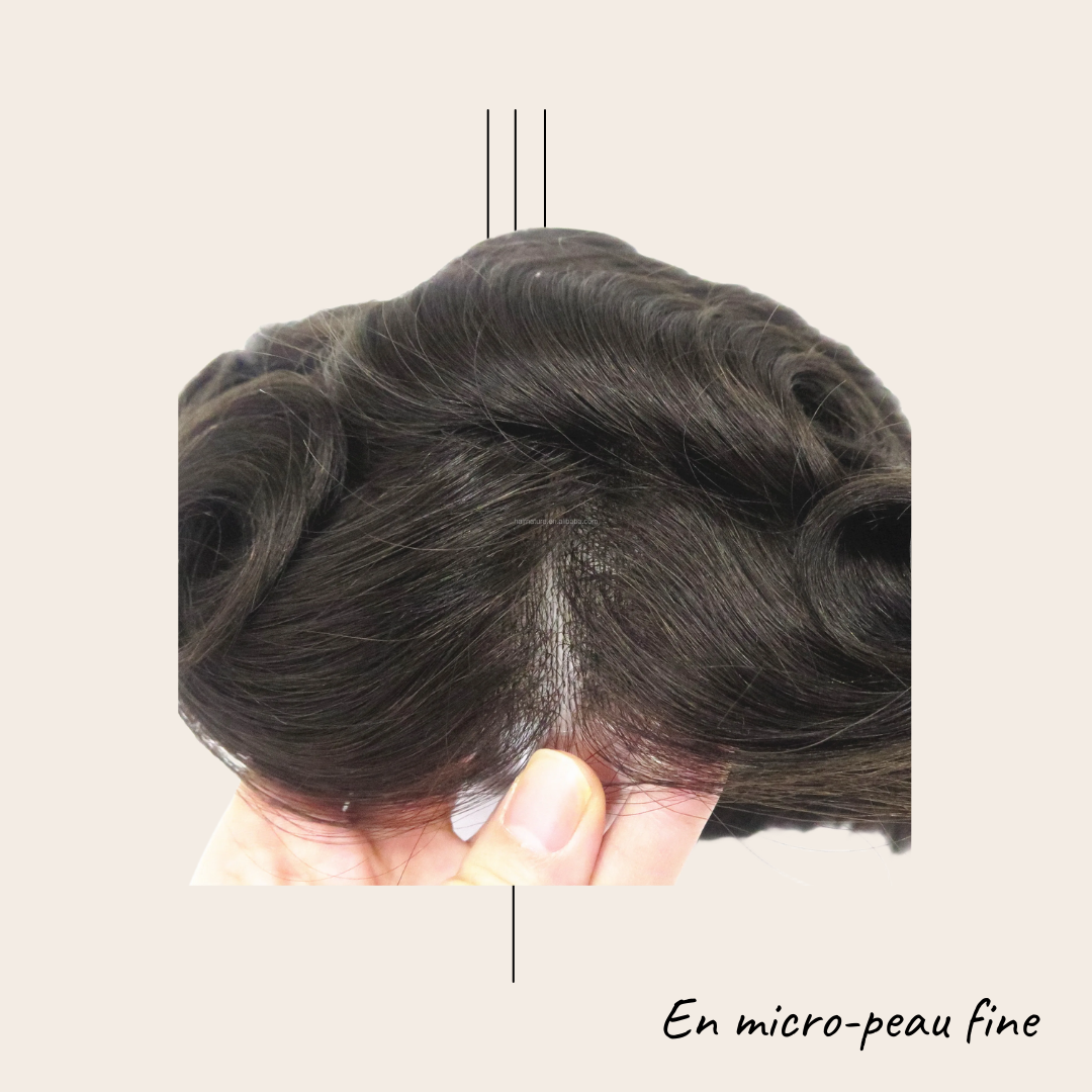 Complément Capillaire En Peau 0.08-0.10 mm, Boucle en V de 1/8" Front - Thin Skin