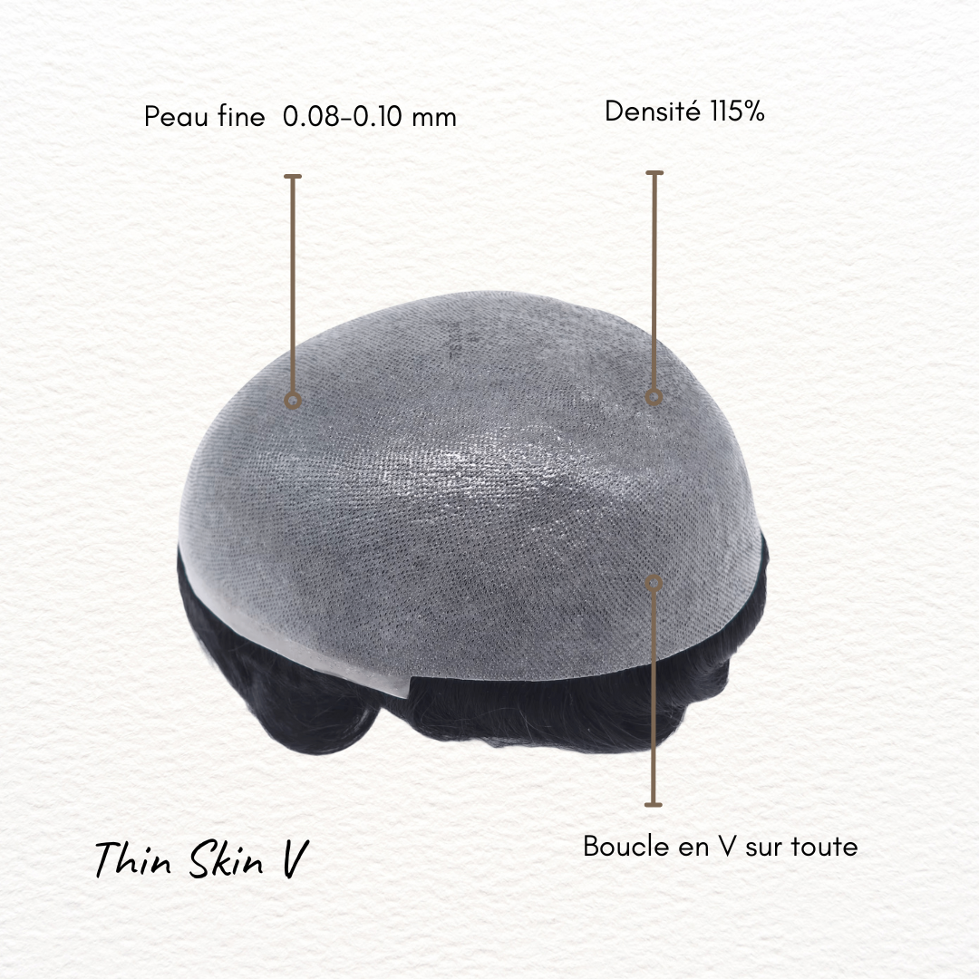 Complément Capillaire En Peau 0.08-0.10 mm, Boucle en V sur toute -Thin Skin V