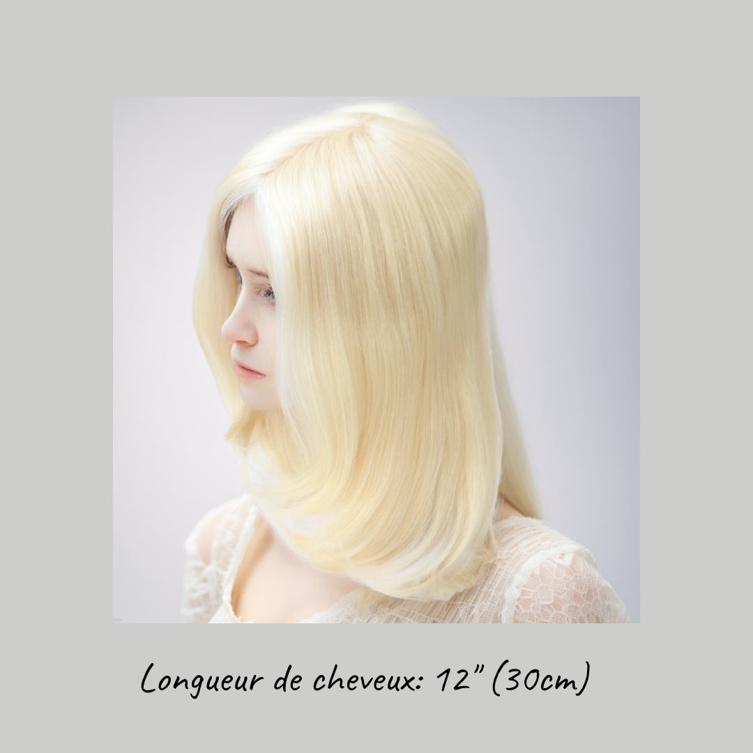 JW23-Perruque Cheveux Remy avec Base en Soie - Deux Longueurs Disponibles : 12.5" et 12"