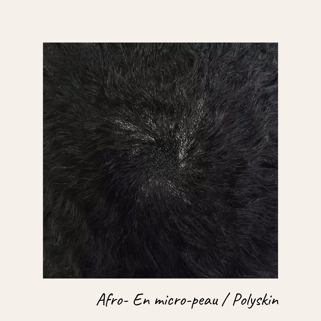 Complément Capillaire Afro Pour Hommes  - Base En Polyskin de 0.12-0.14mm