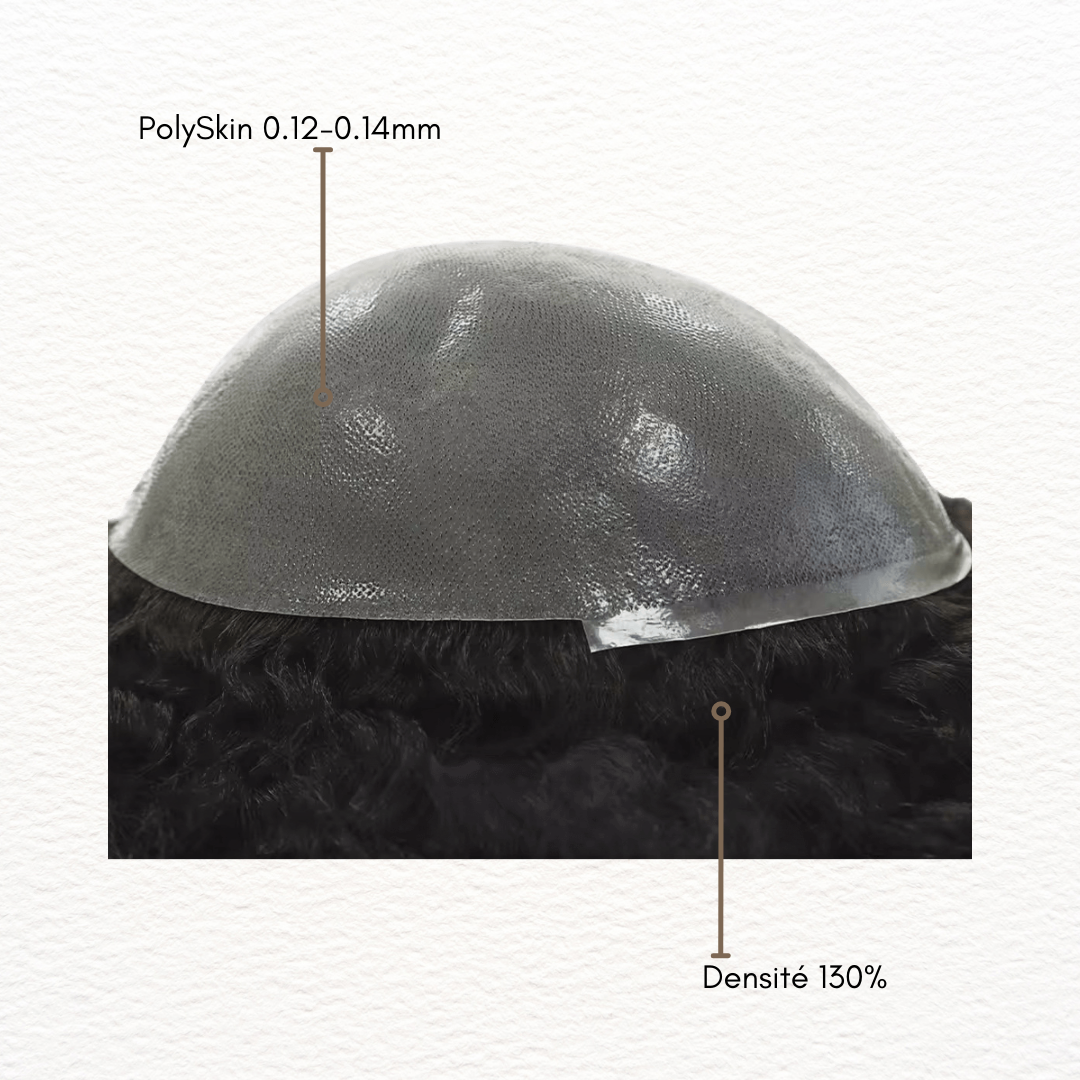 Complément Capillaire Afro Pour Hommes  - Base En Polyskin de 0.12-0.14mm