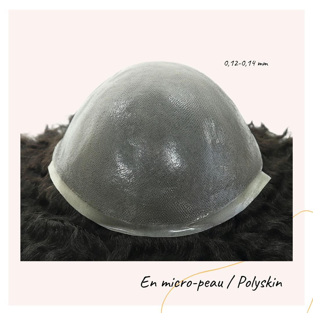 Complément Capillaire Afro Pour Hommes  - Base En Polyskin de 0.12-0.14mm