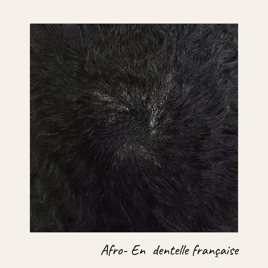 Complément Capillaire Afro Pour Hommes  - Base En Dentelle/Tulle