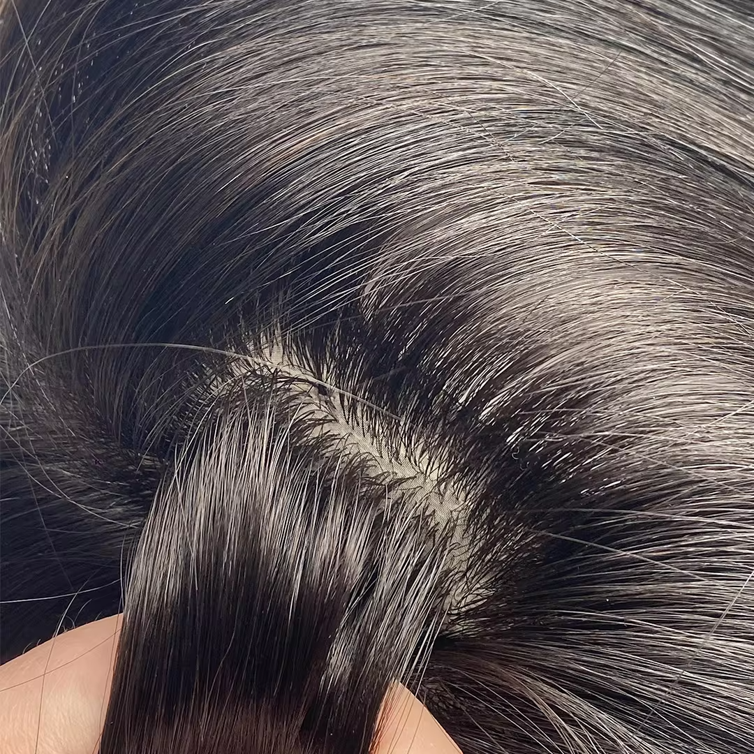 Volumateur en Cheveux Naturels - Base en Soie : Intégration Invisible Doublement Lissée