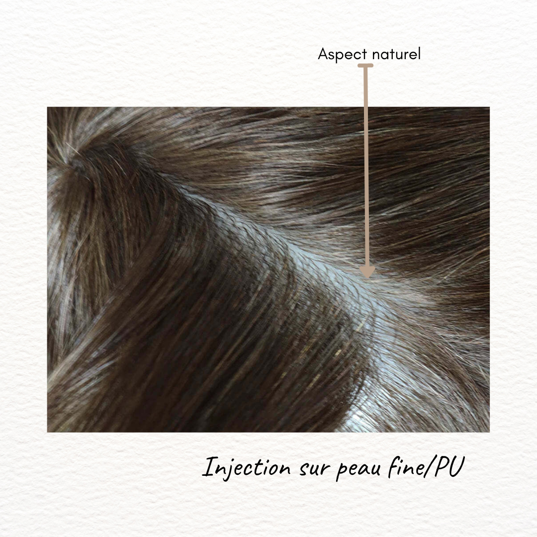 Complément Capillaire en Injection sur Peau Fine 0.07-0.08 mm - Toupet à l'Aspect Ultra Naturel pour Hommes