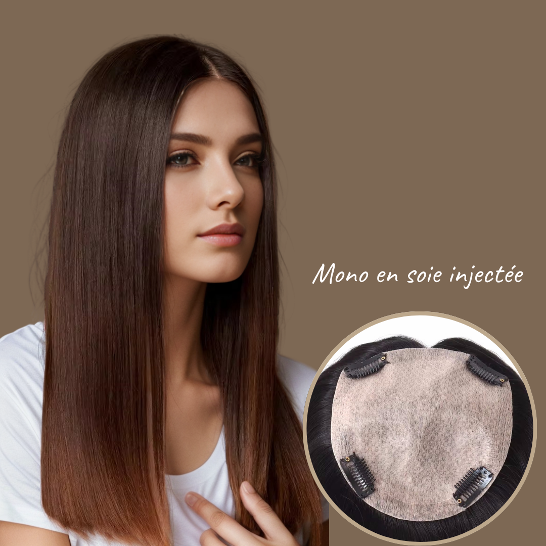 Nouveau volumateur avec enracinement en soie injectée sur toute la surface, équipé de 3 et 4 clips sur les bords - Doreen