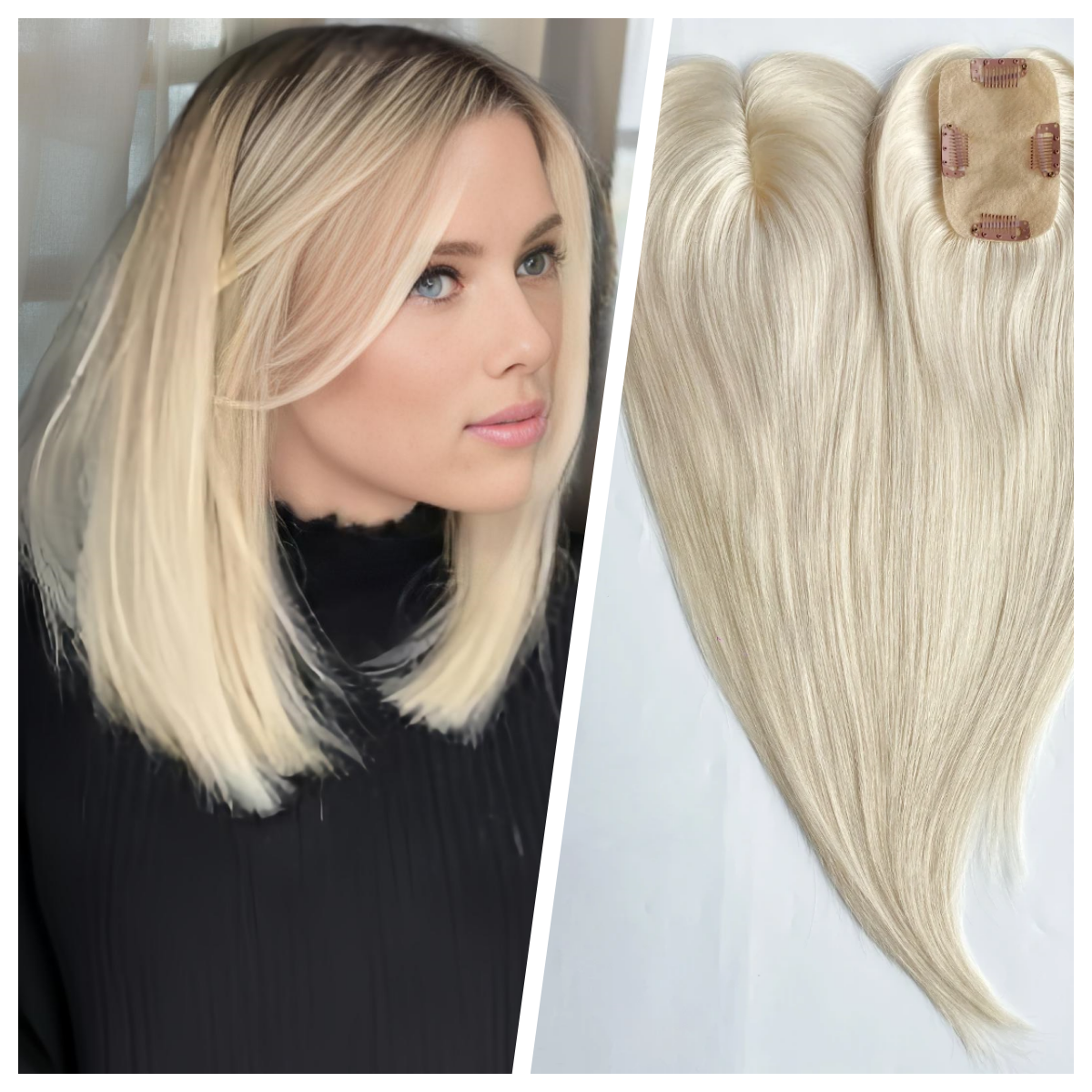 Volumateur en Cheveux Naturels - Base en Soie : Intégration Invisible Doublement Lissée